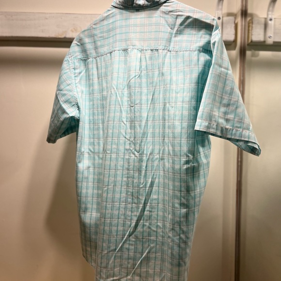 LACOSTE short sleeve blue plaid button up shirt, men’s medium 💯 cotton - Picture 12 of 12